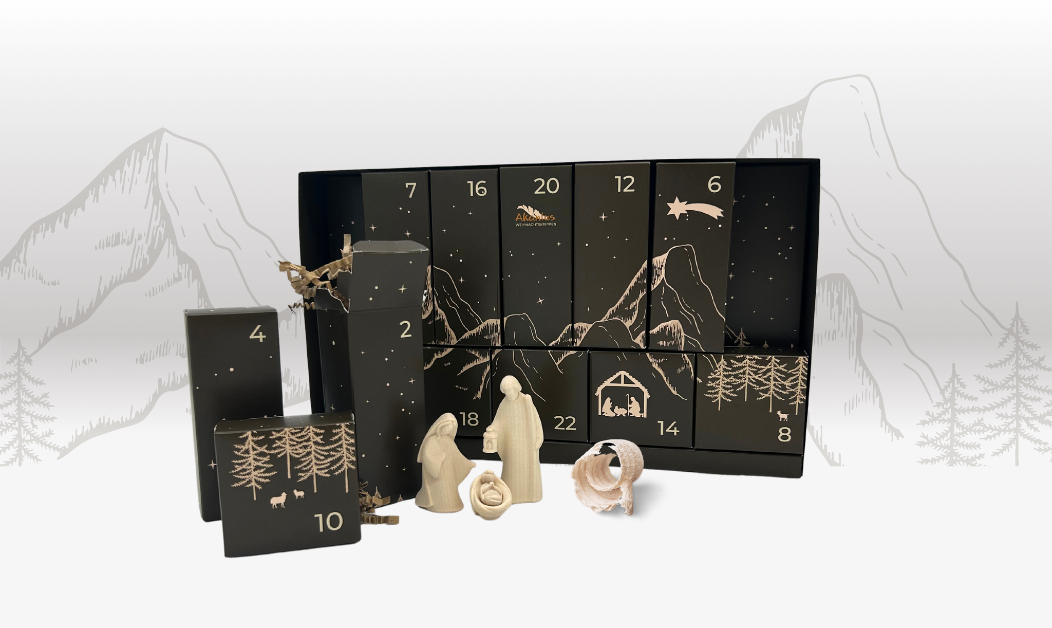 Stilvolle Adventskalender Mit Krippe Fotos