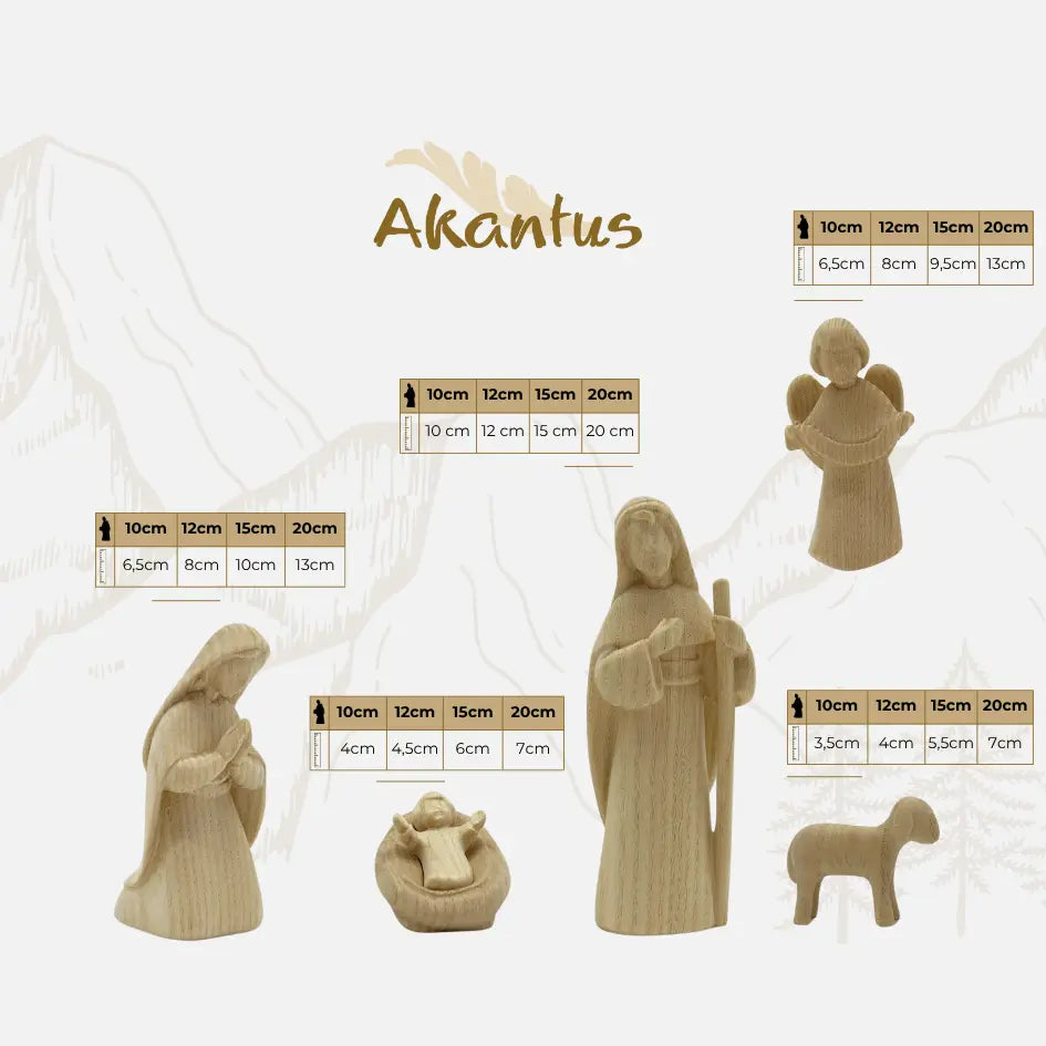 Heilige Familie (3 Figuren) von Akantus natur mit Familienhaus: "Akantus Design" black