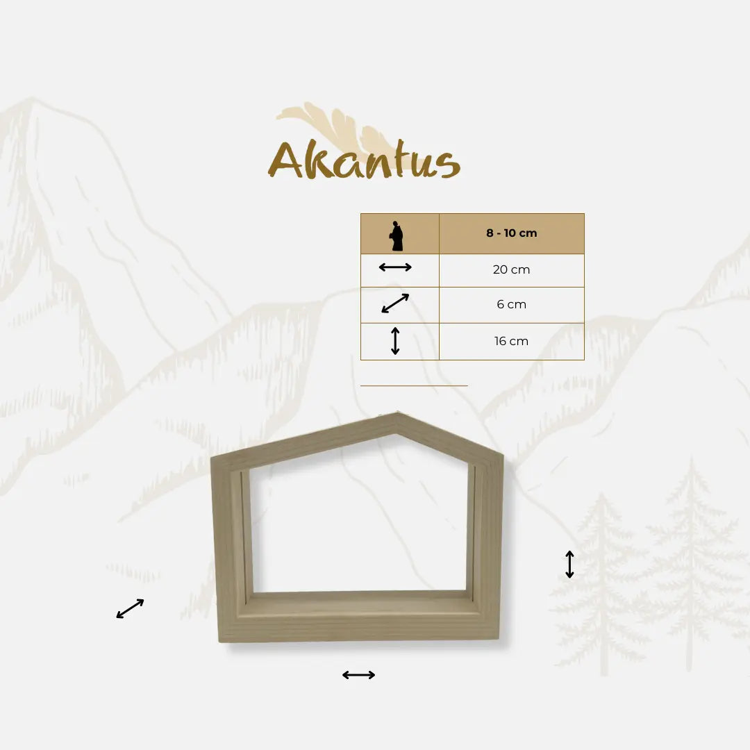 Krippenhaus: "Akantus Design - Familienhaus" Fichte natur Grössentabelle
