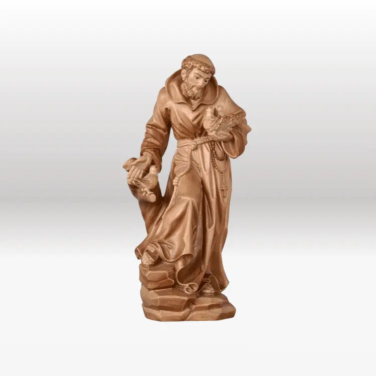 Heiliger Franziskus mit drei Tauben 3-fach gebeizt