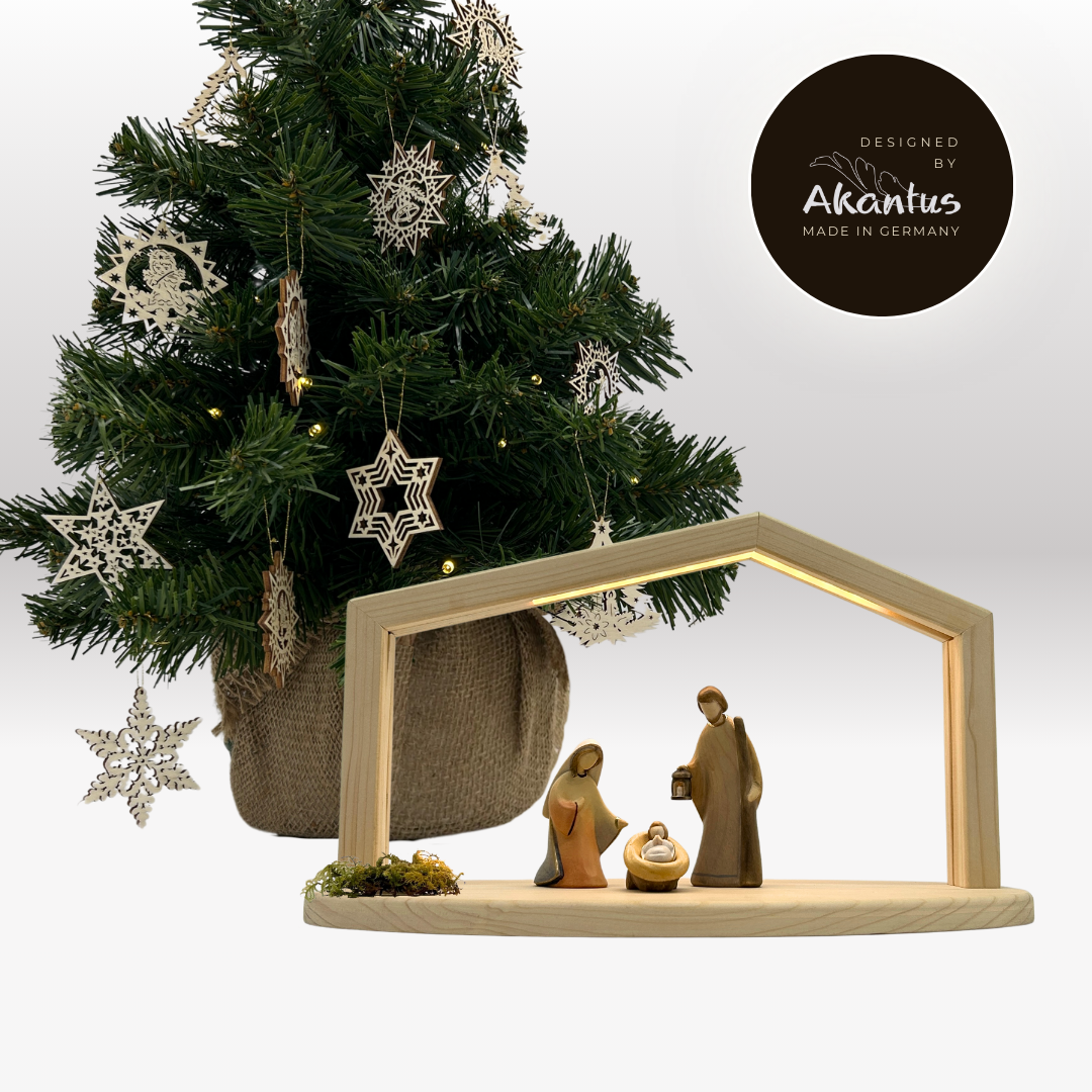 Adventskalender Nr. 3: Leonardo bemalt mit Stall "Akantus Design" natur