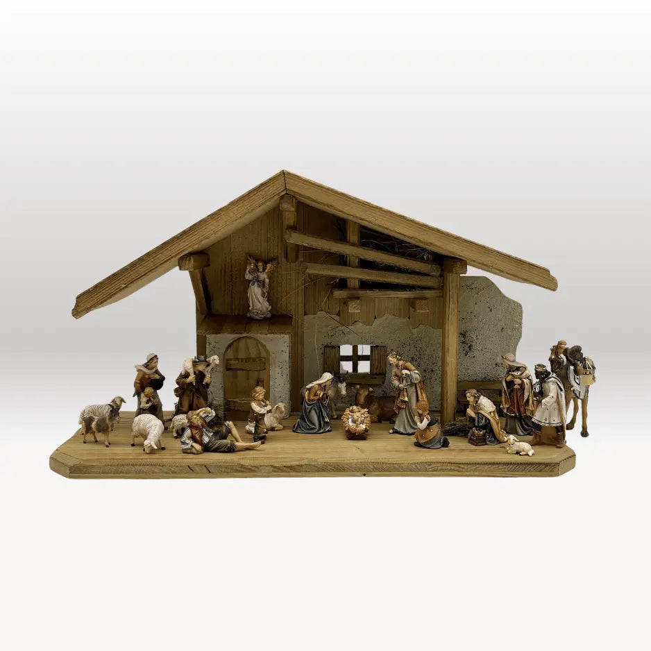 Krippenfiguren Set (20 Figuren) von Kostner mit Stall "Alpen"