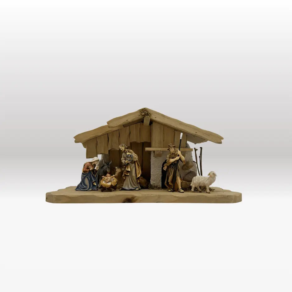 Krippenfiguren Set (7 Figuren) von Kostner mit Stall "Tirol"